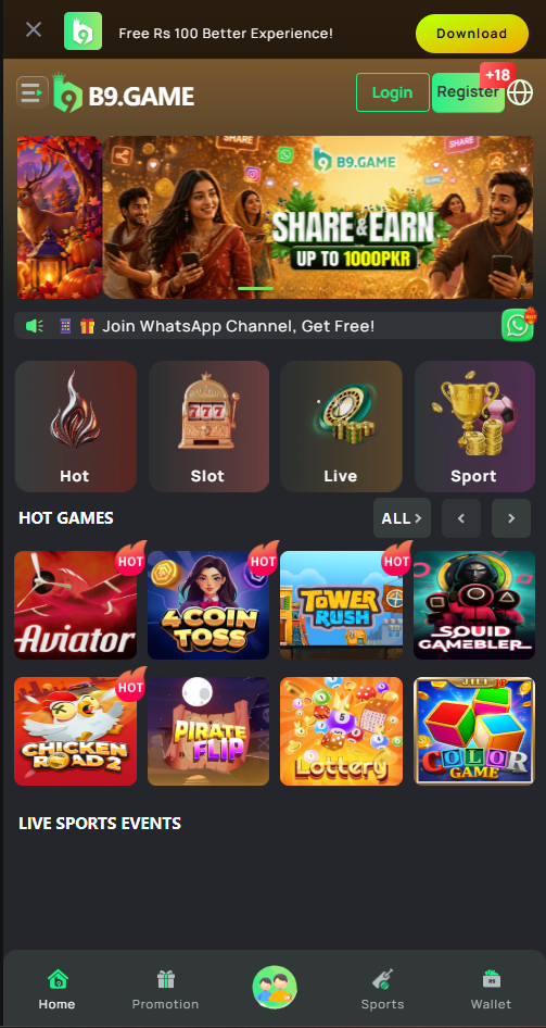 b9 game app rewards and lucky wheel screen