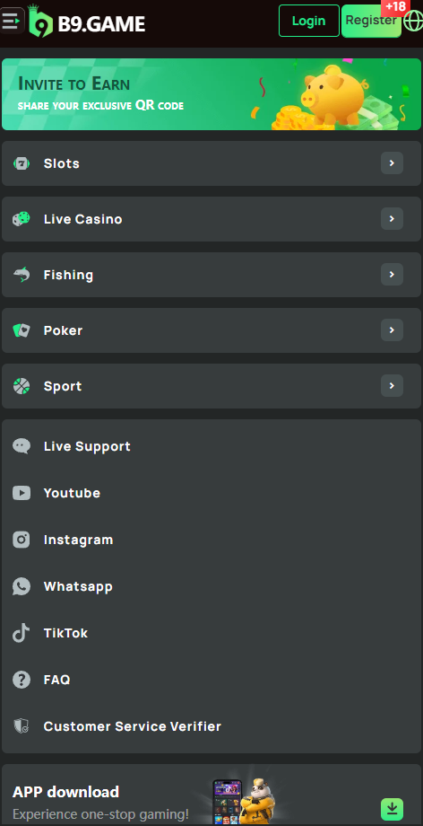 b9 game app wallet and fast withdrawal screen